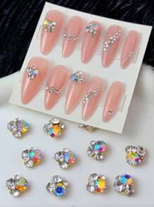 10pcs 3D Nail Art AB Rhinestone Nail Decoration Nail Gem Nail Art Accessories Suitable For Women And Girls Nail Art Jewelry
