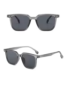1 Pair Classic Square Frame Fashion Glasses For Men And Women, Suitable For Daily Wear. This Stylish Accessory Is Perfect For Travel, Sun Protection, And Beach Activities.