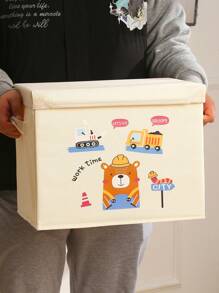 Washable Oxford Fabric Storage Basket, Rectangular Home Organizer Box With Lid, 27L Capacity, For Clothes, Toys, Accessories