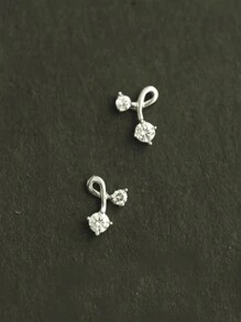 1 Pair Dainty S925 Sterling Silver White Cubic Zirconia Cherry Stud Earrings, Cute Jewelry Accessories Gift For Women, Friends, Birthday, Festival