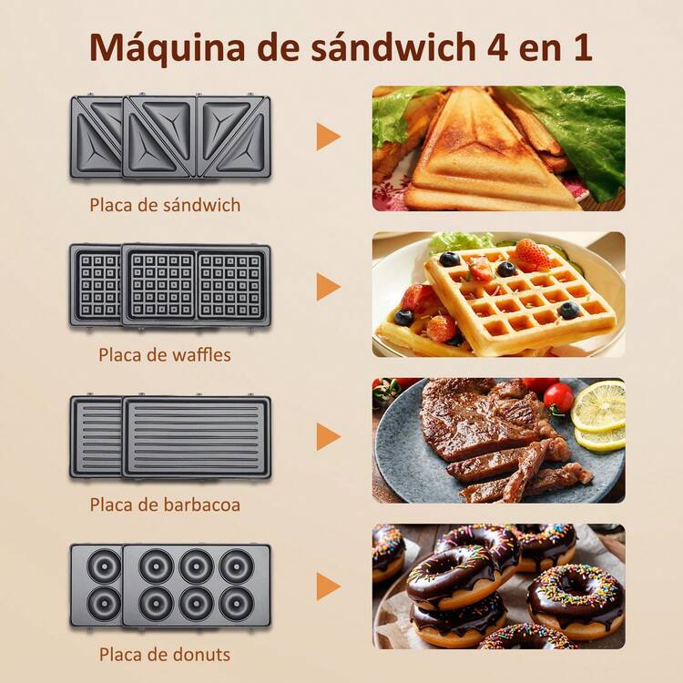 Aigostar Sandwichera Electrica Waflera 4 En1, con Placas Antiadherentes, Compacta y Portátil, Ideal para Hogar, Autocaravanas o Camping - Negro - Añade 2