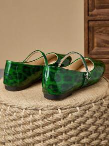 Women's Fashion Square Toe Slip-On Shoes, Casual Versatile Office Wear, Outdoor Activities, Spring Autumn, High-End Sensibility Green Flat Mary Jane Shoes