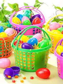 8pcs/4pcs/1pc-Easter Egg Baskets Are Great For Finding Easter Eggs And Easter Eggs - Holiday Plastic Easter Baskets - Easter Buckets - Bulk Easter Baskets - Multicolor - View 2