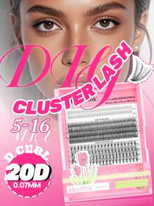 Miss Wink 404 Fluffy Soft Natural 3D Effect Eyelash Extensions, 4 Types - D Curl, Super Capacity 14 Rows Single Cluster (Lower Lashes 5-6mm, Fish Tail + Flower Type + 20D 10-16mm), 3D Lash Adhesion For All-Day Wear, DIY Handmade Lashes For Light, Full Makeup, Daily, Cosplay, Important Occasions, Portable For Everyday Use Or Outings - D - View 10
