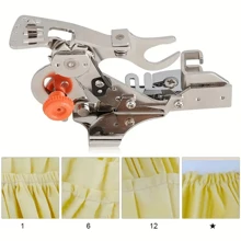 Rüschenfuß-Nähfuß, perfekt gleichmäßige Falten/Raffungen, Dichte und Tiefe leicht einstellbar, für leichte bis mittelschwere Stoffe - einfaches Nähen, Silber