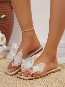 透明一脚蹬拖鞋，适合户外穿着，2025 年夏季新款平底凉鞋，加大码