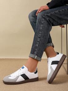 Multi-Function Men's Sport Shoes, Lace-Up Flat Casual Shoes, Student Athletic Sneakers, Indoor Fitness Training Shoes - White - View 3