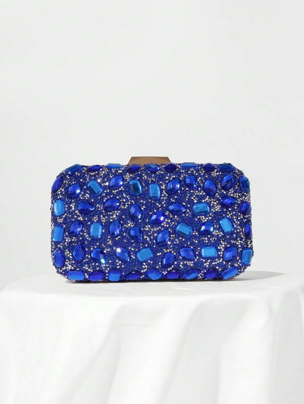 Bolsa de mão com strass brilhante, bolsa de mão com alça de corrente, acessório de vestido de festa formal para mulheres
