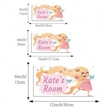 1Pc No Lanyard Cute Cartoon Princess Customized Name Wall Hanging Sign For Home Art Decor Personalized Art Plaque Bedroom Decor,A Gift For A Girl