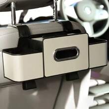 1 Peça Organizador Multiuso de Assento de Carro com Porta-lenços, Prateleira de Armazenamento de Veículo de Plástico ABS para o Banco Traseiro com Ganchos, Conveniente para o Motorista e o Passageiro