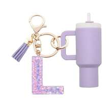 2-In-1 Purple/Pink Cup Accessories Mini Cup Keychain For Women,Initial Letter Accessory Backpack Charms Cute Girl Keychains - Multicolor - View 14