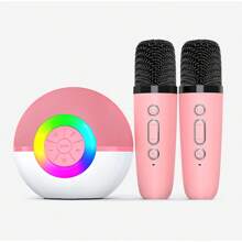 Karaoke Microphone Machine Mini Portable Bluetooth Speaker With 2 Wireless Mics For Christmas Birthday Gifts - Multicolor - View 10