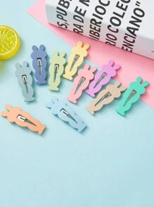 10個/20個新款可愛兔子設計髮夾，百搭髮飾，純色鋁合金髮飾配件，適用於女性，四季皆宜，髮卡，髮爪 - 彩色 - 查看 1