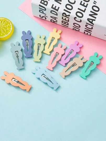 Bộ 10/20 kẹp tóc hình thỏ dễ thương mới, kẹp tóc đa năng, phụ kiện tóc bằng hợp kim nhôm màu trơn dành cho nữ, phù hợp mọi mùa.
