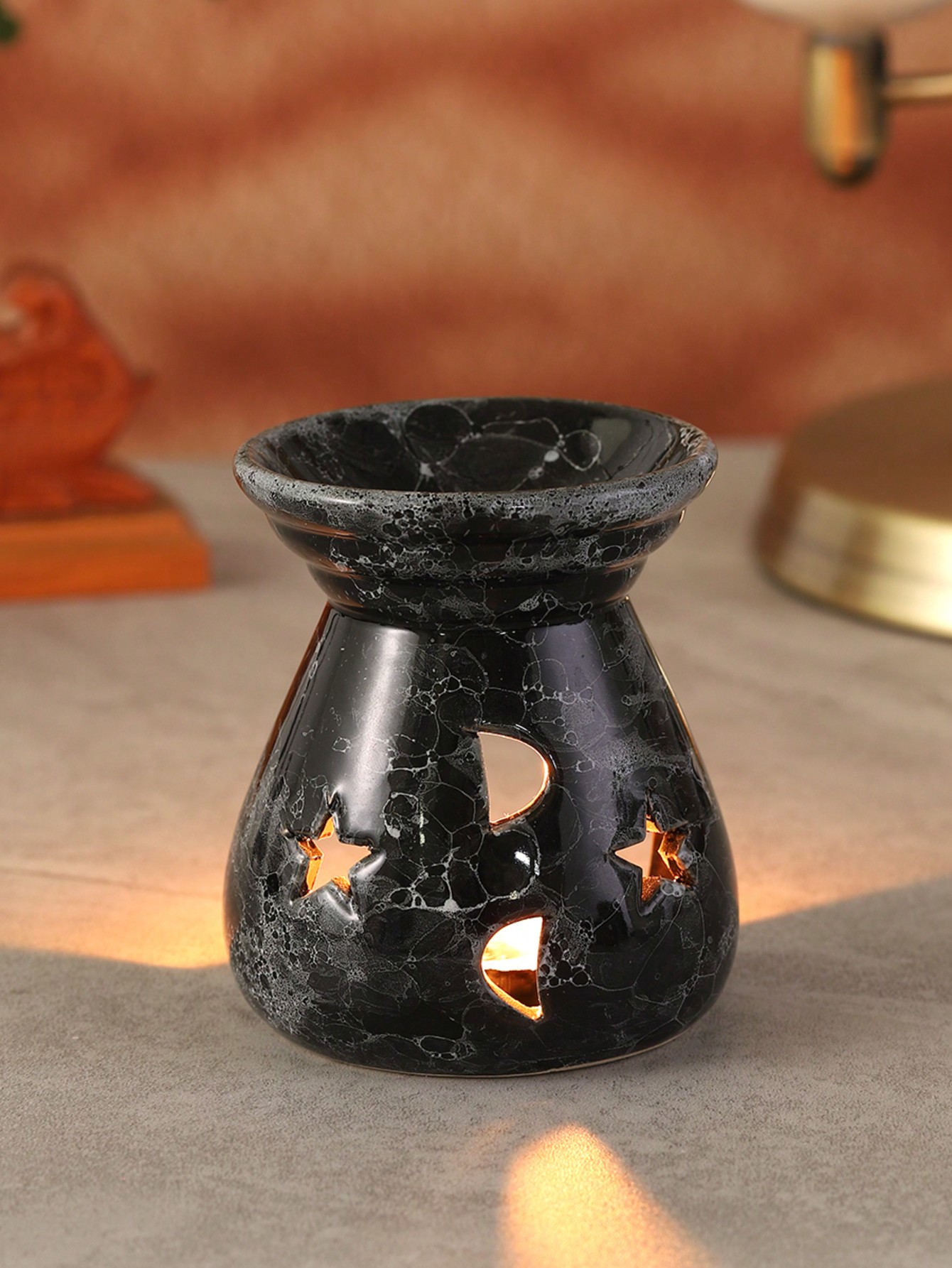 Joivida قطعة واحدة موقد زيوت عطرية بشكل نجمة وهلال...