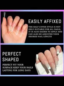 120 件透明半盖软凝胶指甲片透明中号方形假指甲预成型无缝人造指甲套装适用于专业美甲