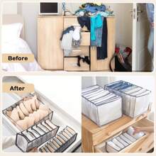 Tủ quần áo sắp xếp, Ngăn kéo sắp xếp quần áo, Tủ quần áo sắp xếp và lưu trữ, Ngăn kéo chia quần áo, Hộp lưới phân chia quần jean mỏng, quần dài, áo phông, váy Phòng ngủ, Sắp xếp, Lưu trữ tại nhà, Ngăn kéo sắp xếp đồ dùng thiết yếu khi đi du lịch trở lại trường Trang trí phòng, Trang trí nhà - Xám - Xem 3