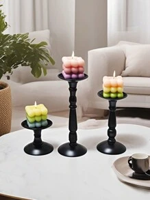 1 pieza Candelabro - Decorativo candelabro de vela central estilo rústico - Opción de tres alturas diferentes estilo granja. Candelabro de velas de pilar en negro, dorado, plateado - Candelabro de velas perfumadas, decoración navideña, soporte para cena romántica a la luz de las velas