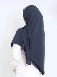 1 chiếc khăn choàng Hijab Chiffon Beach Accessories, khăn choàng vuông chống nắng nhẹ/khăn choàng đi biển, khăn choàng đơn sắc thường ngày, 140*140cm - Màu xanh hải quân - Xem 3