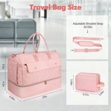 Weekender Tote Bags For Women Travel Bag With Toiletry Makeup Bag High-Capacity With Multi-Pocket Waterproof Mummy Hospitals Christmas New Year Gift For Women Wife Girlfriend - Pink - View 3