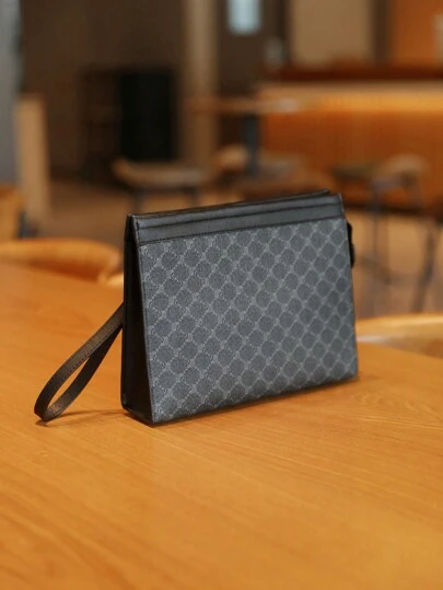 1pc Men's Fashion Business Clutch Bag, PU Material With Wrist Strap Wallet Handbag Small Square Bag, Detachable Wrist Strap, Practical Card Slots Inside, Valentine's Day Gift Purses Vintage Travel Essentials Holiday Essentials Bag For Men Valentine's Day Stickers Bags Summer Valentines Gifts Valentine Gifts For Men Vintage School The Sporty Life Men Wallet Summer Bag Springbreak Vacation Gift Bag Bag Pack Handbags Vintage Bags Print Mini Bag Small Bag