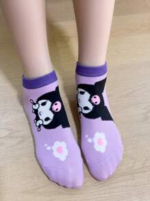 Sanrio Sanrio ‌Kuromi, Hello Kitty, ‌Melody, ‌Cinnamoroll, ‌Pompompurin 5 paar dames-/paarsokken, gepersonaliseerd, leuk, rijk en kleurrijk, creatief anime-tekenfilmontwerp, vakantiecadeaus, comfortabel en ademend, verbetert de sfeer van de familiedag, modieus en modieus, geschikt voor zowel mannen als vrouwen, grappige anime-sokken
