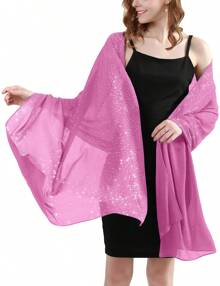 Sequin Shawls & Wraps For Women - Formal Cover Up For Weddings & Evening Occasions - 洋紅色 - 查看 1