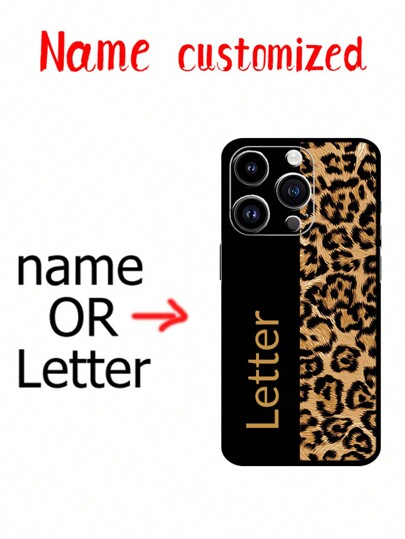 Capa de celular com texto personalizado, estampa de leopardo, homenagem, nome personalizado, presente criativo, comemoração para casais