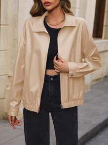 SANOPY Women's Oversized Leather Jacket Faux Velvet Suede Autumn Fashion Motorcycle Jacket Winter Jacket