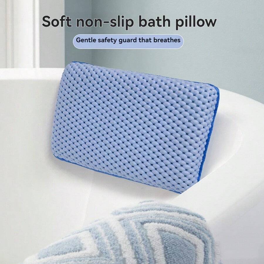 1 件豪华浴缸枕头，防滑浴垫 - 适合浴缸、热水浴缸、头部和颈部支撑，配有 2 个强力吸盘，是放松水疗的必备品