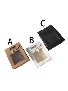 2 piezas de bolsas de regalo con ventanas transparentes, bolsas de regalo de papel kraft con asas, bolsas de regalo de papel pequeñas, bolsas de regalo transparentes pequeñas - Multicolor - Ver 7