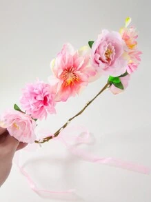1pc Pink Faux Flower Headband, Bridesmaid Princess Headpiece, Suitable For Daily Wear - Multicolor - View 4