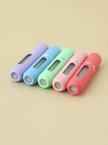 5 piezas de mini botellas recargables de perfume para viajes, atomizador vacío de 0.17oz de colores tipo caramelo, portátil y de bolsillo para viajes y salidas