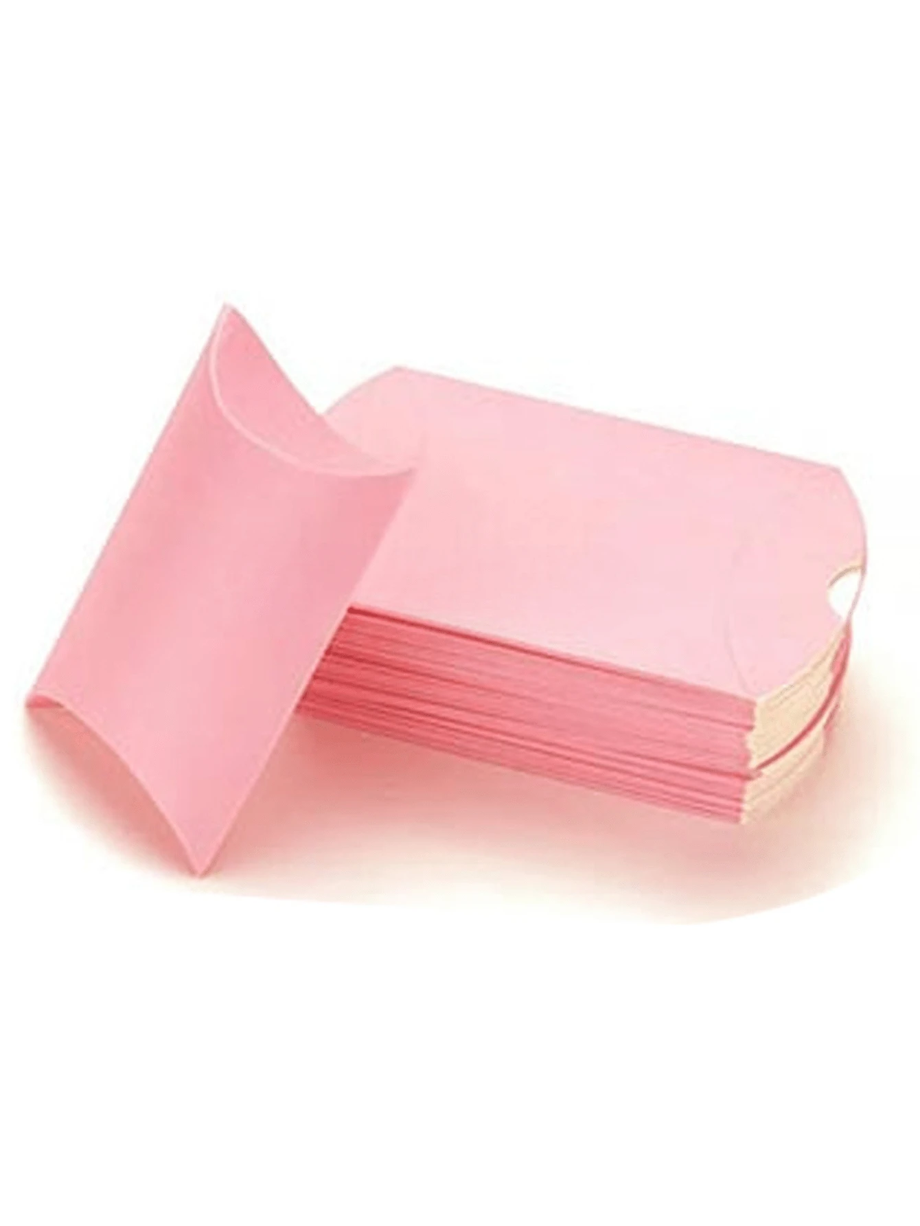 20pcs/40pcs Kraft Paper Pillow Boxes, Candy Boxes, White/Beige/Black Carboard Gift Boxes, Wedding Foldable Paper Favor Boxes, Candy Color Pillow Shaped Wedding Candy Boxes, Pink Pillow Gift Packaging Boxes For Party - Paper - View 1