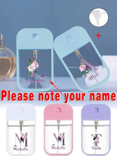 Customized Name 45ml Pocket Cosmetic Spray Bottle Card Perfume Bottle Refillable Hand Sanitizer Alcohol Sub-Bottling With Funnel Fragrance Storage Empty Liquid Container Atomizer Vials Beauty Accessory