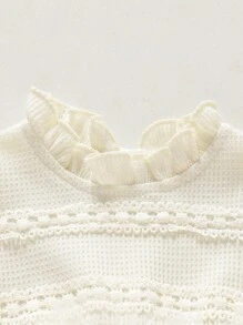 Modny, swobodny, koronkowy kombinezon dla dziewczynki z falbankami i siateczką