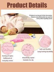 1pc Pink Cartoon Fruit & Animal Silicone Mold, Cute Mini Candy/Ice Cube/Jelly/Chocolate DIY Kitchen Mold, Suitable For Home Parties, Daily Snacks, Celebrations. Includes Silicone 66-Cavity 3D Candy, Chocolate, Gummy Mold, Baking Tools - Bear, Dinosaur, Animal, Insect, Cloud, Heart Designs