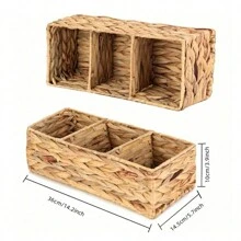 2pcs/1pc Handmade Woven Water Hyacinth Storage Basket - 3 Tiers Rack, Suitable For Toilet Paper & Tank Top Storage, Water Hyacinth Organizer, Room Decor, Home Decor