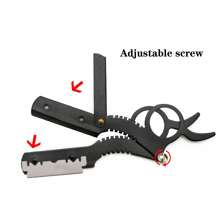 Men's Hair Clipper & Shaver, 1 Pc Straight Edge Trimmer With Replaceable Blades, Stainless Steel Folding Manual Razor, Beard Grooming Tool Suitable For Professional Salon SPA Beauty Parlor, Shaving, Precision Trimming, Eyebrow Grooming