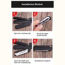 Men's Hair Clipper & Shaver, 1 Pc Straight Edge Trimmer With Replaceable Blades, Stainless Steel Folding Manual Razor, Beard Grooming Tool Suitable For Professional Salon SPA Beauty Parlor, Shaving, Precision Trimming, Eyebrow Grooming