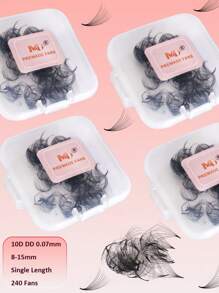 240 st. ögonfransförlängningsbricka, 10D DD 0,07 mm 8-15 mm längd handgjorda minkfransar, mattsvarta Promade lösa fransar, Promade ögonfransförlängning - DD - Visa 1