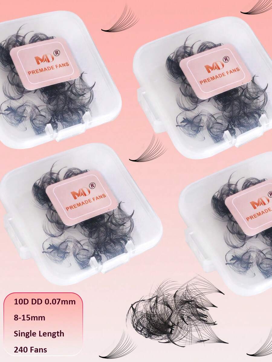 240 st. ögonfransförlängningsbricka, 10D DD 0,07 mm 8-15 mm längd handgjorda minkfransar, mattsvarta Promade lösa fransar, Promade ögonfransförlängning - DD - Visa 1