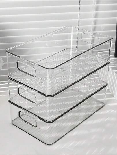 1pc Desktop Storage Box, Transparent Acrylic Cosmetic Organizer Tray, Home & Beauty Products, Snacks, Sundries Storage Rack, Cot Accessories, Hospital Bag Essentials, Grey Storage Basket, Basket Small, Home Storage, Bathroom Storage, Kitchen Basket