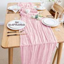 1/2pcs 90*180/300/400cm Red Bohemian Style Sheer Fabric Table Runners, Suitable For Party, Dining Table Decor, Valentine's Day, New Year, Engagement, Wedding, Shower, Birthday (Multiple Colors)