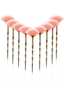 1/3/5/9pcs Soft Fan Brushes For Facial Care - Ideal For Exfoliating Face Masks And Basic Skincare - Includes Makeup Mask Application Brush And Moisturizer Tool,Foundation Brush,Concealer Brush,Blush Brush,Contour Brush,Blush Brush,Bronzer Brush,Powder Brush,Foundation Brush,Blush Brush - Gold - View 10