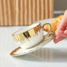 Luxury Style Coffee Cup & Saucer Set, 6/12pcs Vintage Coffee Cup & 6/12pcs Saucer Set, Tea Cup & Saucer Set, Coffee Mug & Saucer Set For Home Office Use, Household Drinkware Set, Kitchen Products - 白色*2套 - 查看 6