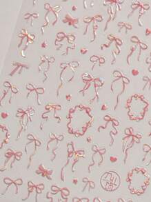 1 Tờ Hình Dán Móng Tay 5D, Màu Hồng, Trắng, Đen, Hình Nơ và Ruy Băng, Tự Dính, Trang Trí Móng Tay Nghệ Thuật - Nhiều màu - Xem 3