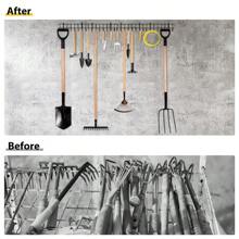 Garden Tool Rack 164CM Garage Tool Organizer Wall Mount Garden Tool Holder Yard Tool Hangers Heavy-Duty Hook Wall Storage Rack Holds Garden Tools Shovels Rakes Hoses Ropes - Black - View 4