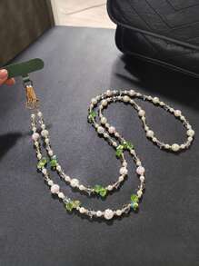 水晶莱茵石球挂绳带 - 斜挎/单肩款式，长度较长，适合户外、旅行、摄影、购物，可与手机兼容，可作为送给母亲、家人、朋友、生日、节日的礼物，手机挂饰，手机链