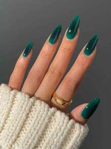 24pcs Baby Nail Art Set, Almond French Tip Stickers, Perfect Fit, Acrylic Material, Includes: 1pc Jelly Gel And 1pc Nail File. Suitable For Women And Girls For Daily Work, Study And Party Wear. - View 1